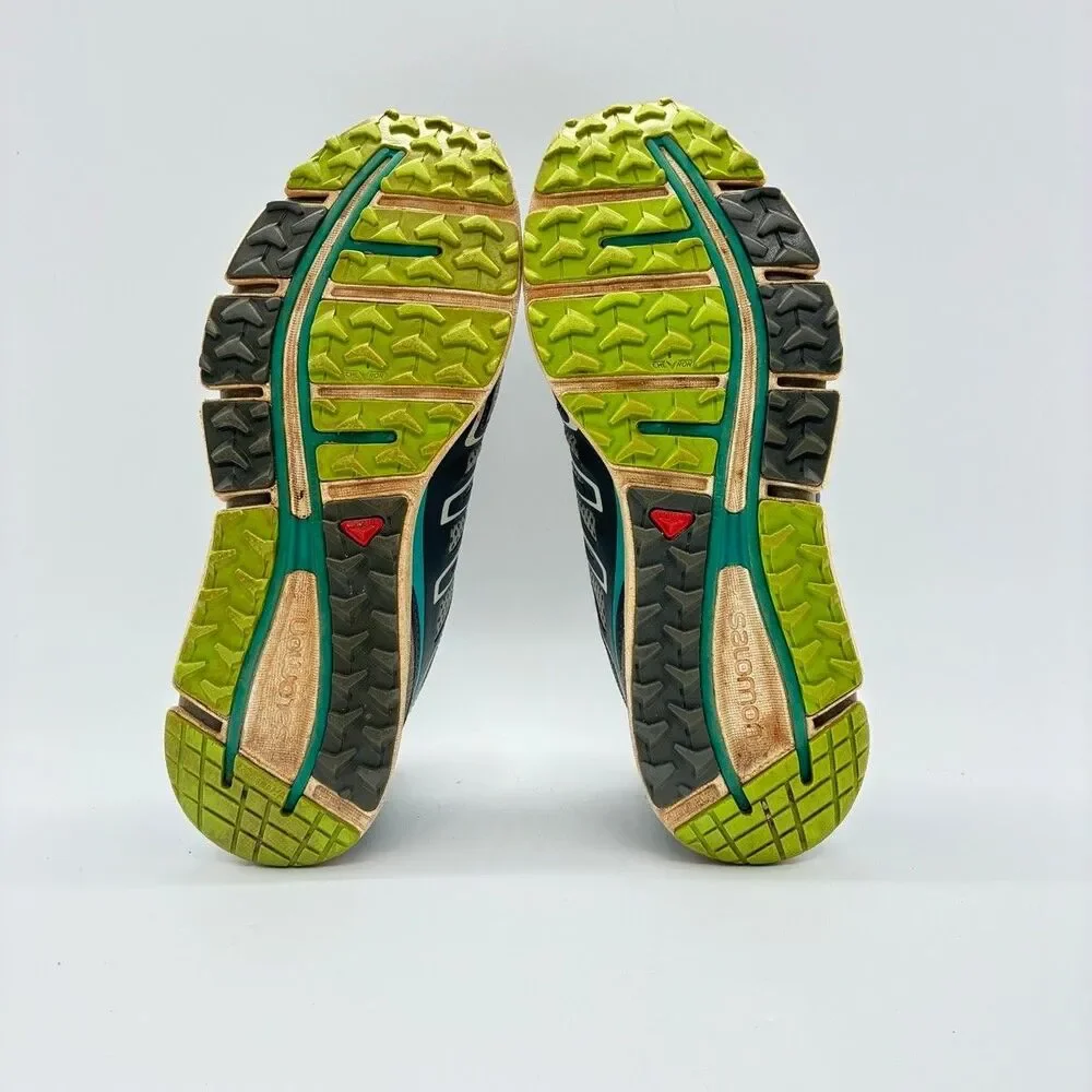 Salomon XR Crossmax Womens 7.5 Gray Teal Trail Running Shoes Contagrip